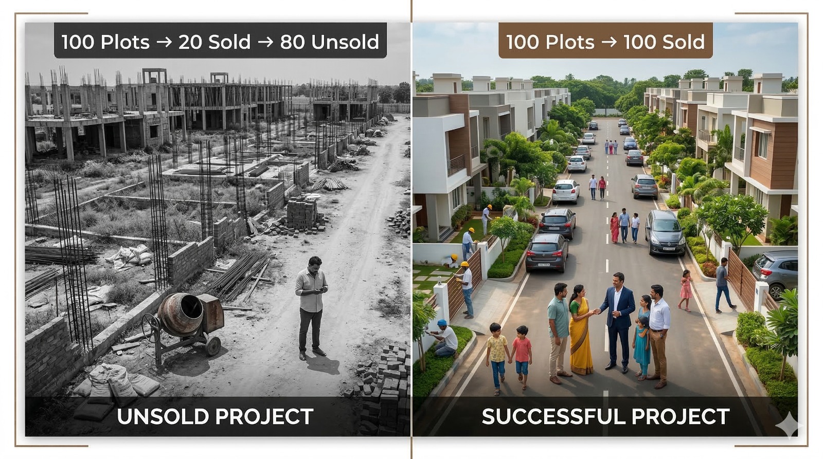 Real estate layout project — from unsold to fully sold